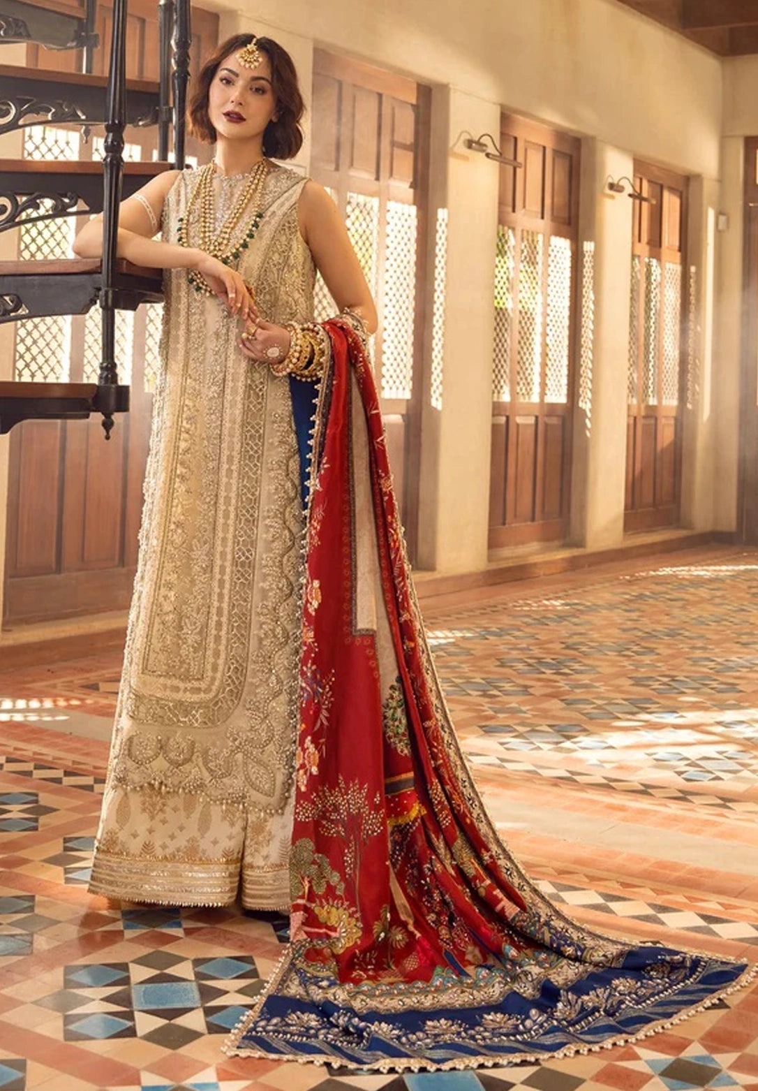 Unstitched 3 Piece Fully Embroidered Organza Dress With Embroidered Dupatta